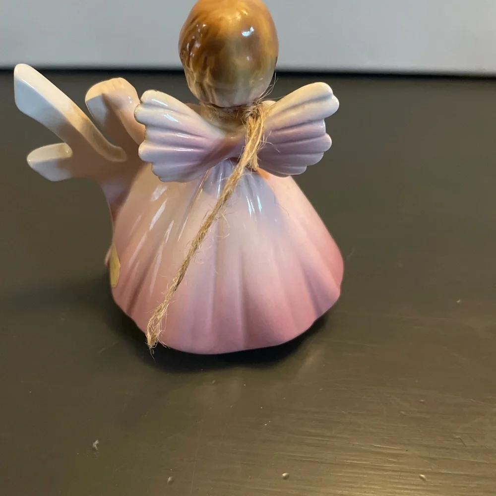 Antique Josef Original Pink Angel Figurine with Gold Accents 4th Birthday